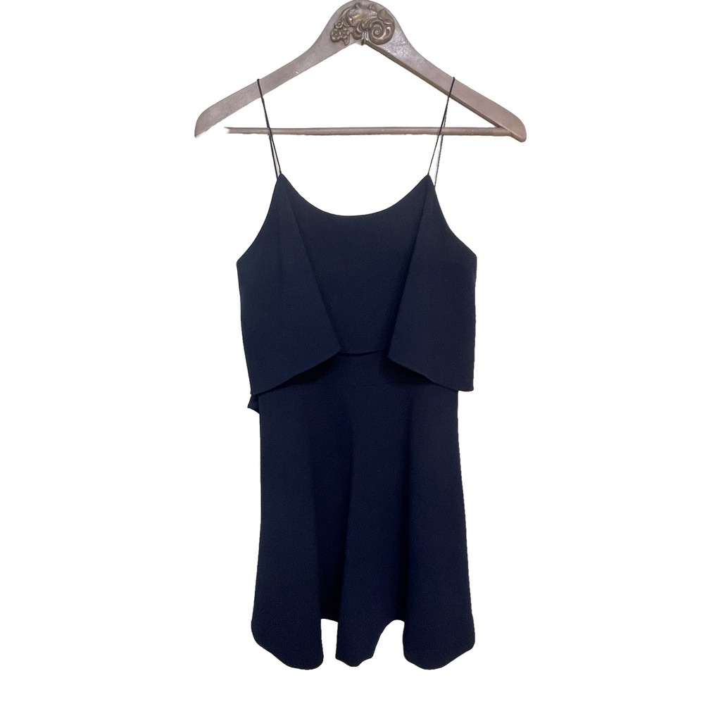 Alice + Olivia Size 2 Solid Blue Sleeveless Dress Spaghetti Straps Layered